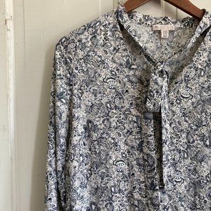 Blue Paisley Print Dress, XS Mid Length Dress, Classy Dress, Mid Length Dress